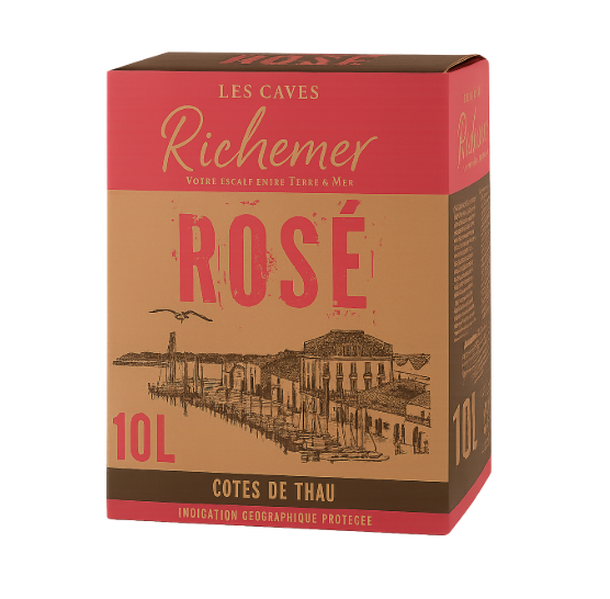 10L Rosé Bag in Box - Les Caves Richemer - at least 13 bottles of wine in a box!